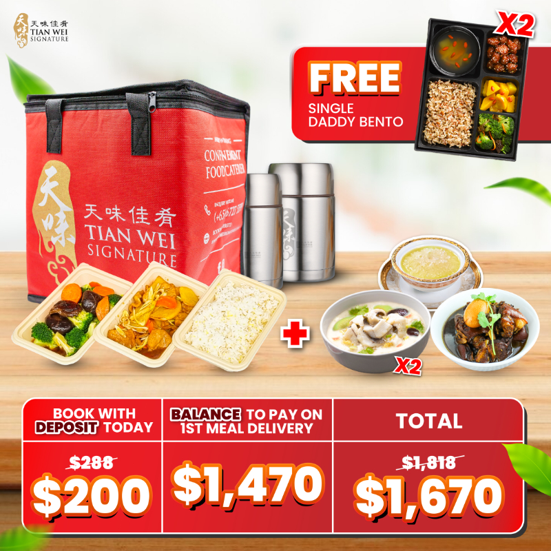 *Deposit First* Tian Wei 28 Days Double Confinement Meal Package (Lunch & Dinner) - Service Activation After 3 July 2025